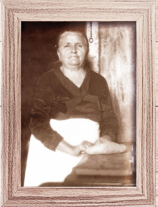 Retrato original de Nonna Margherita, apresentado na arte da história da família
